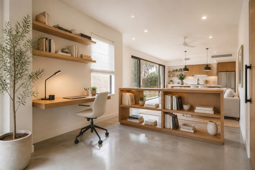 Office Nook reference render for the backyard house